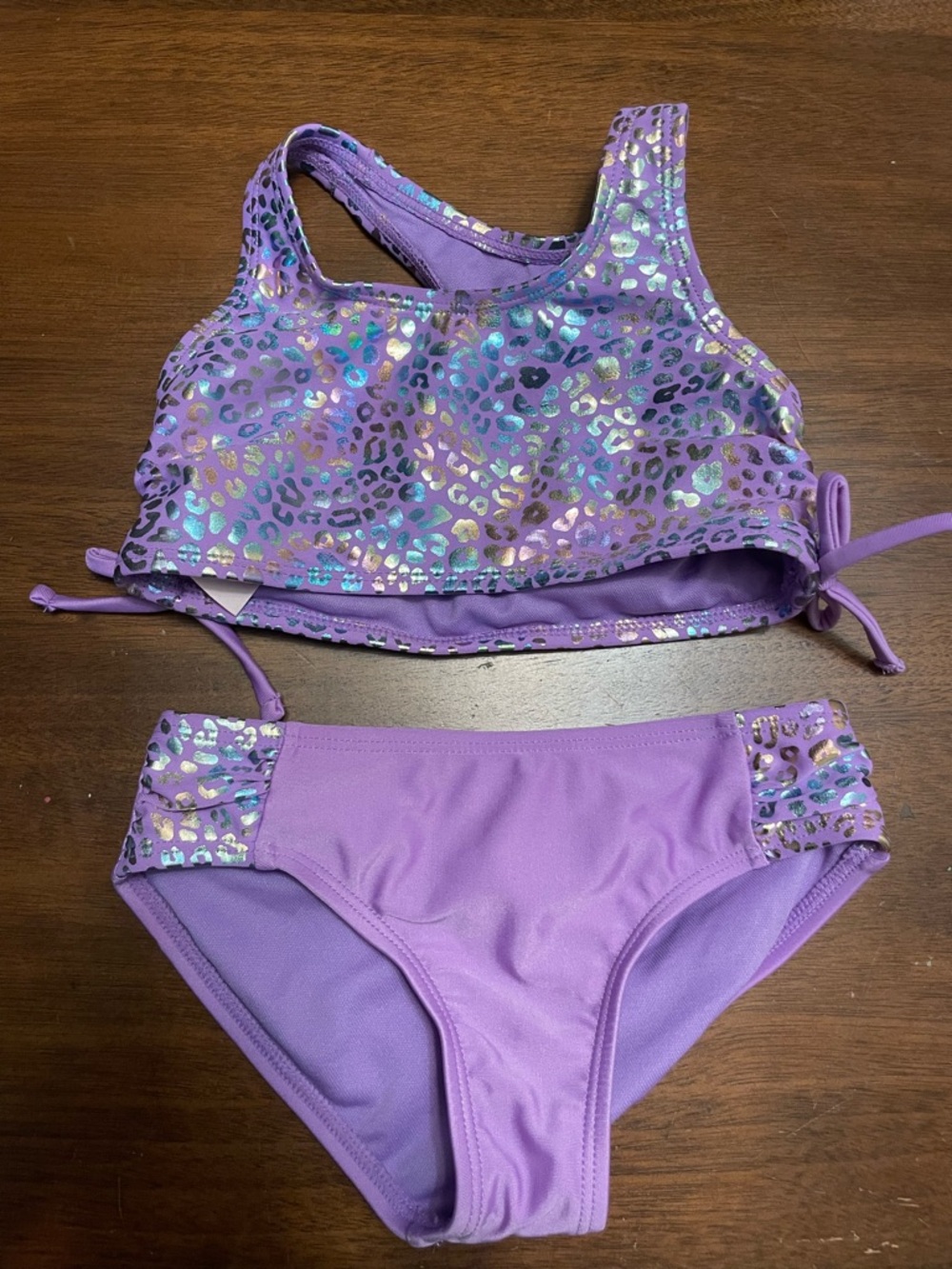 More Than Magic Purple Iridescent Leopard Print 2-Piece Swimsuit Set